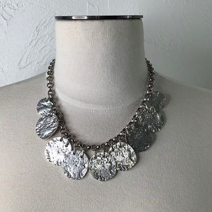 Chico’s textured round flat disks necklace 18-22 long EUC